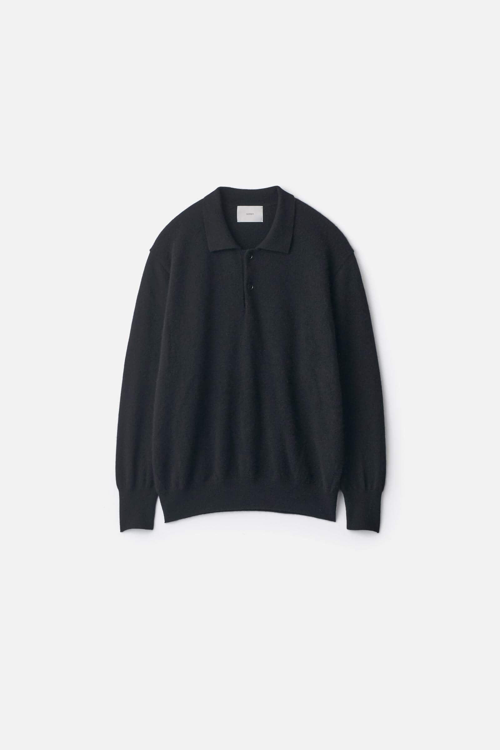 PURE CASHMERE KNIT POLO LS