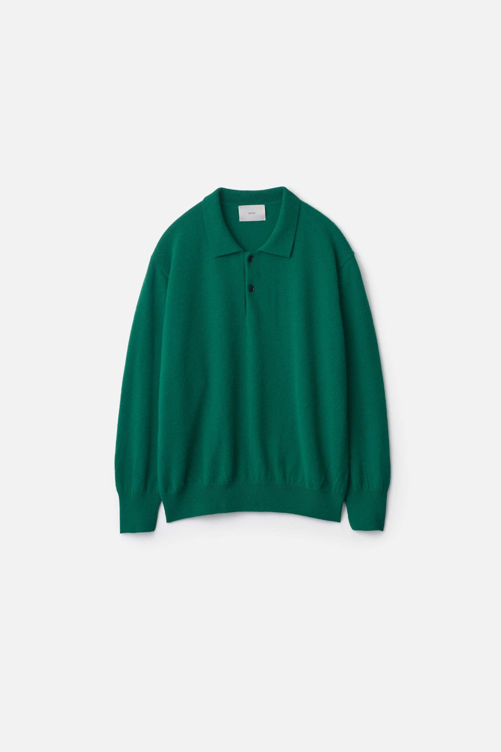 PURE CASHMERE KNIT POLO LS