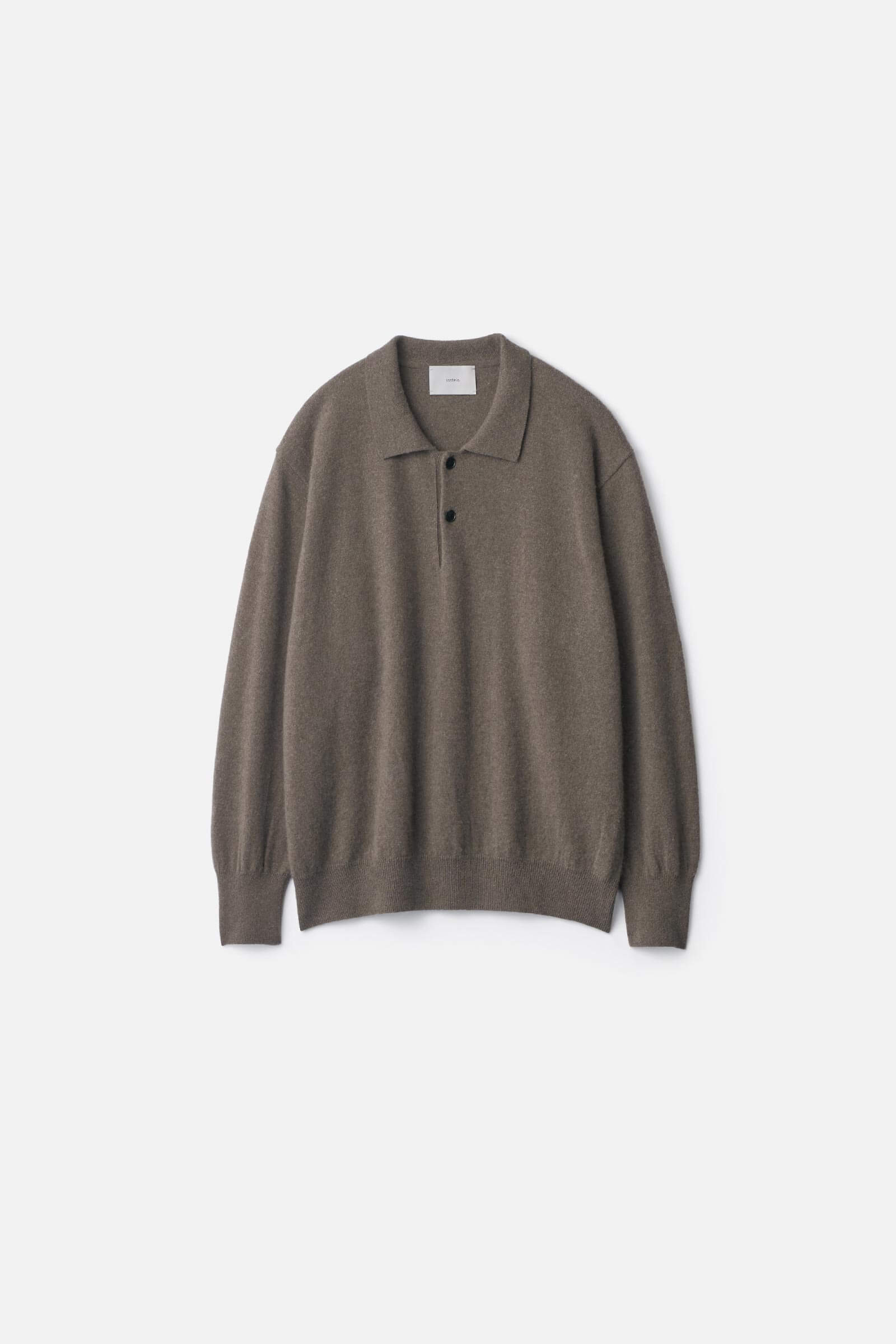 PURE CASHMERE KNIT POLO LS
