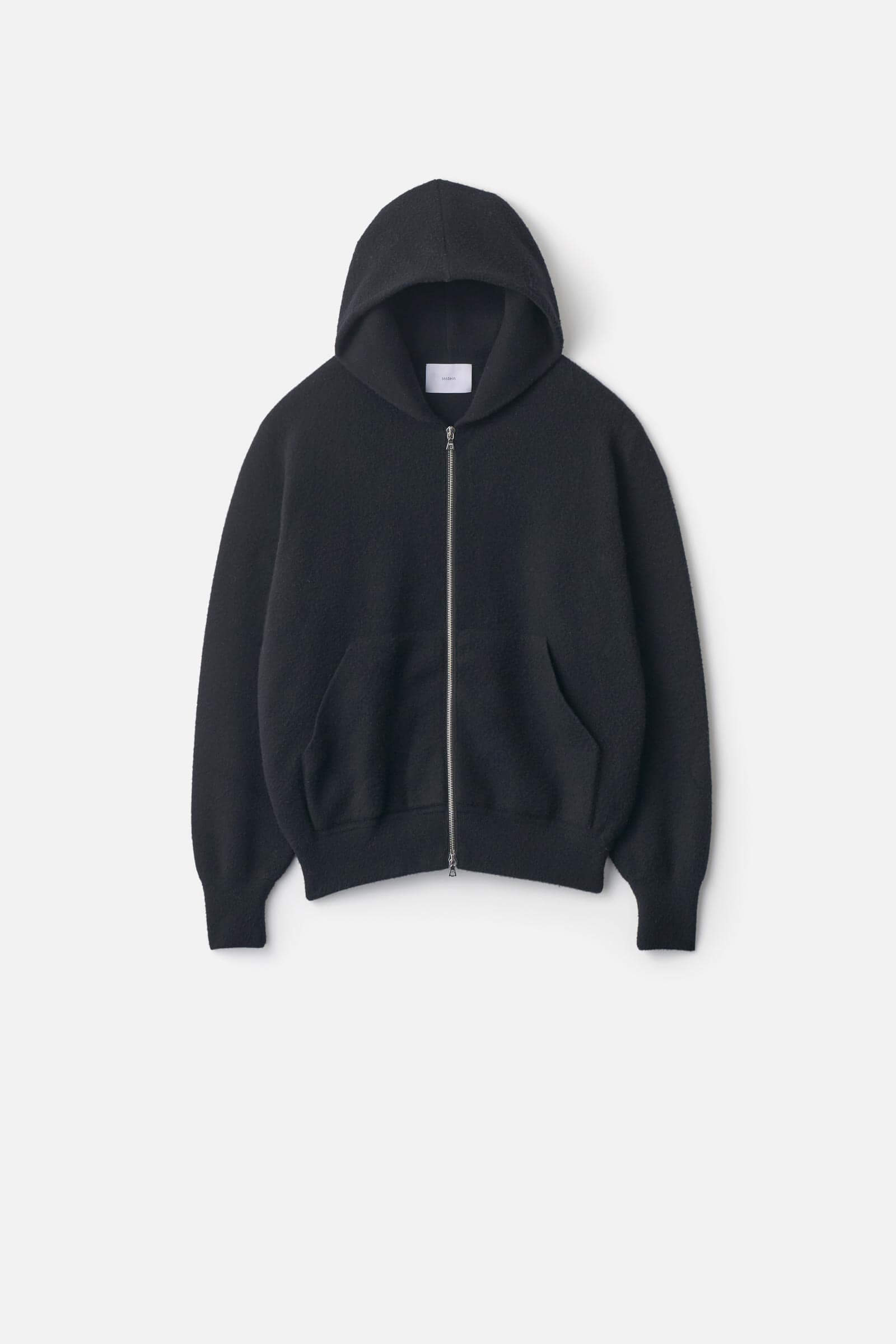 SUPER FINE WOOL MILLED KNIT HOOD JACKET