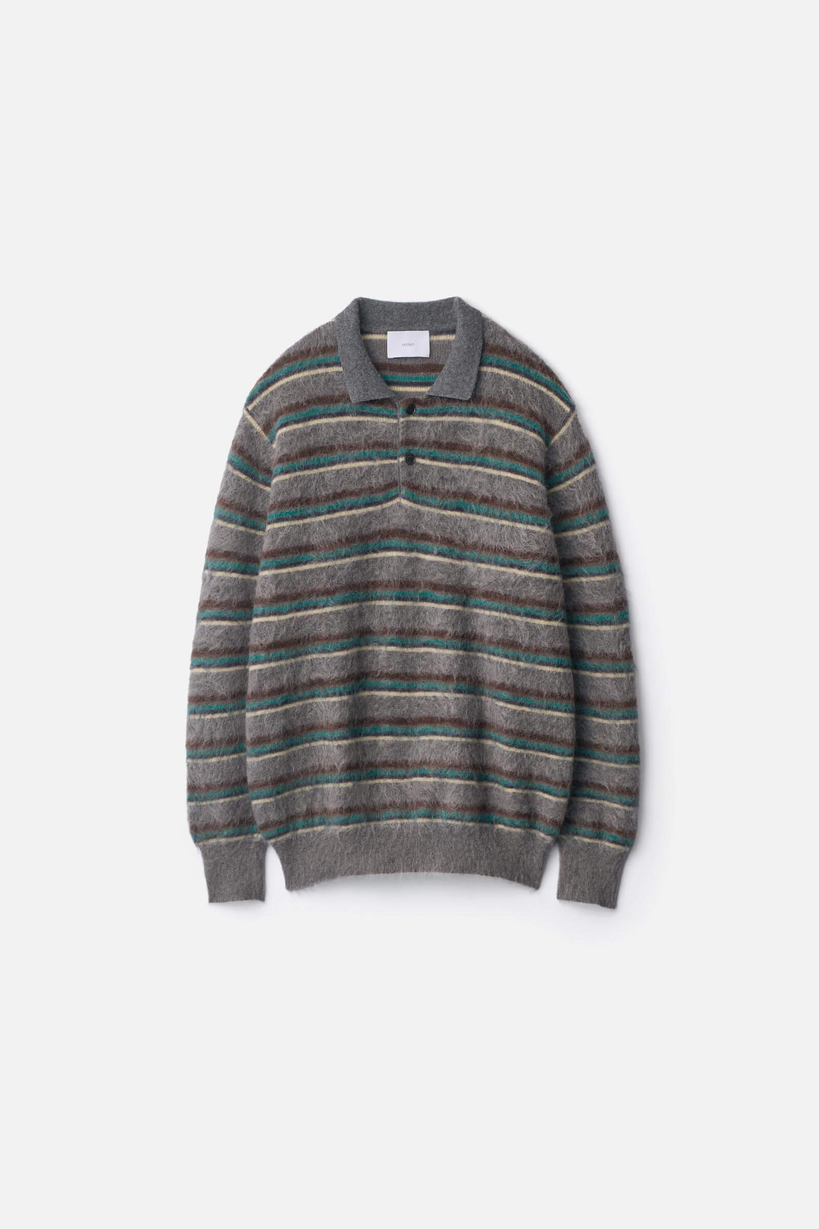 KID MOHAIR RIBBED KNIT POLO LS