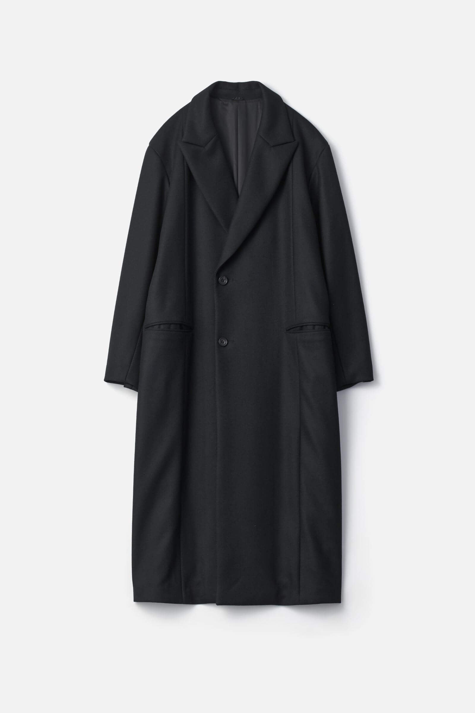 OVERSIZED MAXI-LENGTH PEAKED LAPELED COAT